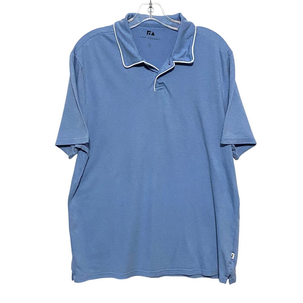 Free Assembly Light Blue Polo Shirt Mens L Preppy Stretch Classic Casual Capsule